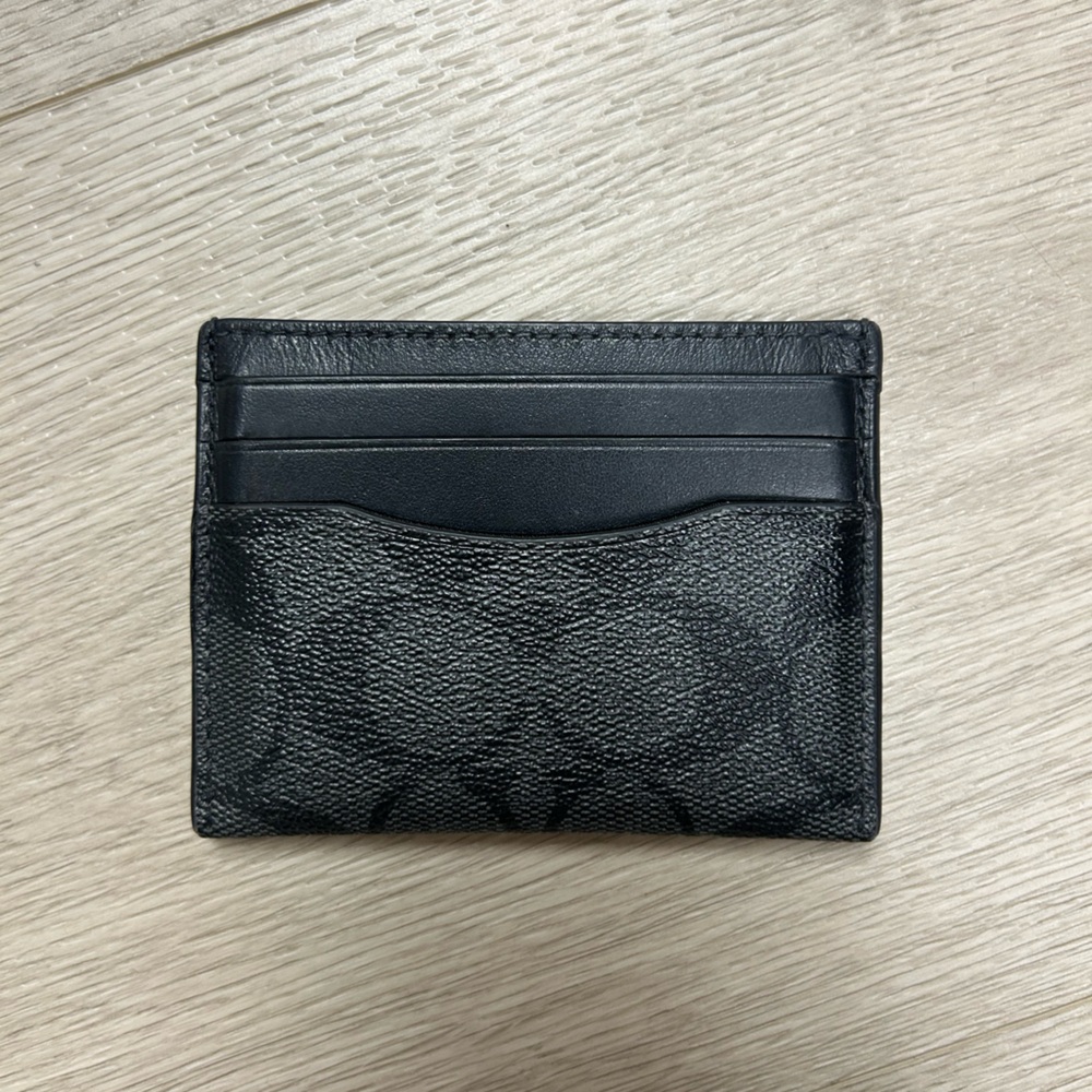Coach Women’s Card Case in Signature Canvas & Black Leather‎